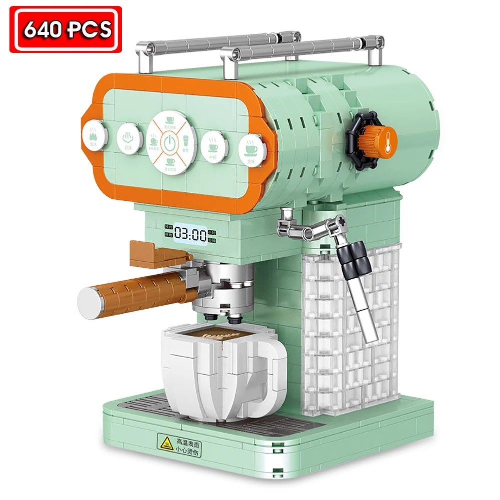 

Blocks Creative Coffee Machine Retro Modern Machine Assembly Model Building Blocks Toys For Children Christmas Gifts