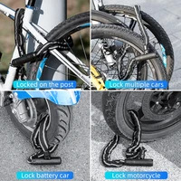 116cm bike lock zinc alloy durable chian motorcycle anti theft lock reflective multifunctional durable key bicycle lock