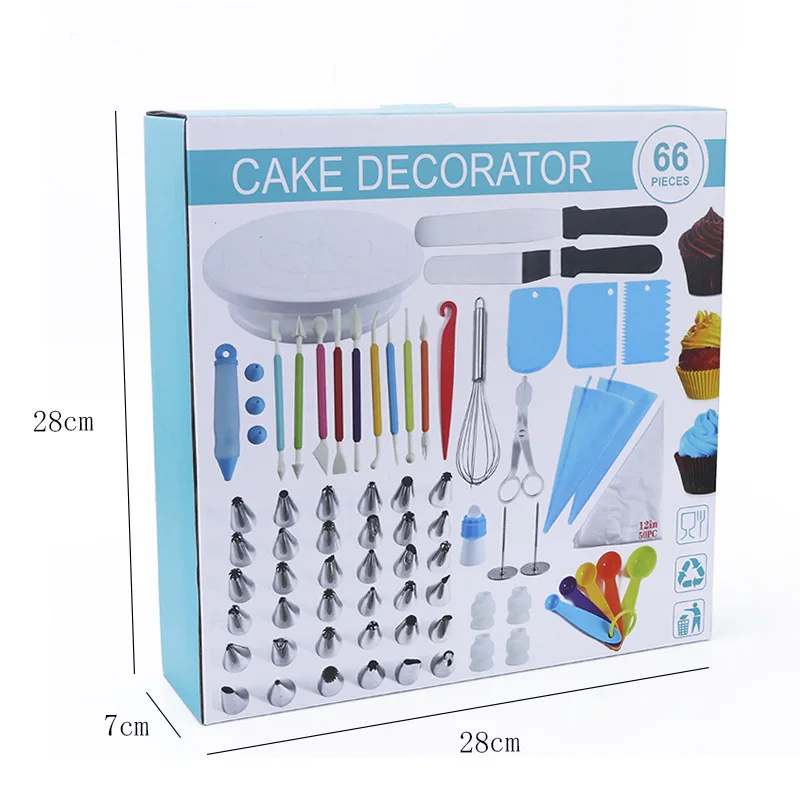 

66Pcs/set Cake Turntable Cake Decorating Tools Kit Rotary Table Baking Tools Piping Nozzle Piping Bag Set Baking Supplies Sets