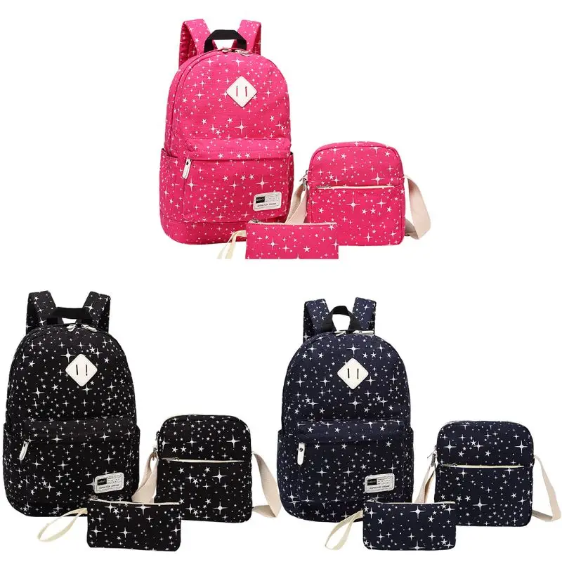 

3 шт. повседневный рюкзак школьный школьный рюкзак легкий холщовый рюкзак с Sho