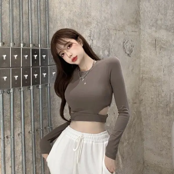 

Long Sleeve T Shirt Women Slim Fit Pullovers T-shirts Streetwear Spring Autumn Female Pullovers Basic Tee Y2k Clothes Crop Tops