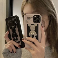 cartoon violent bear phone case for iphone 11 for iphone 13 12pro max xs xsmax xr 7p 8plus boy girl fashion soft silicone cover