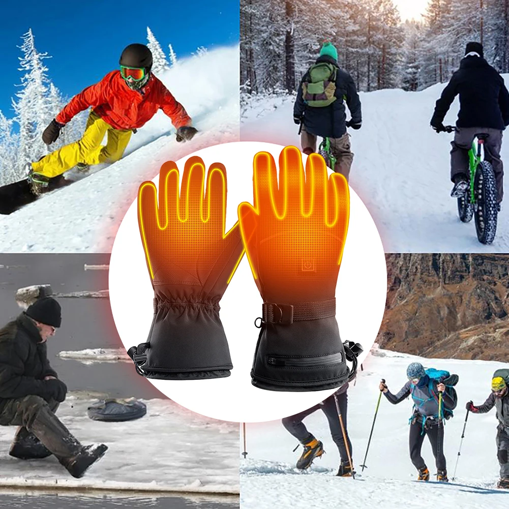 

Перчатки с подогревом для сенсорных экранов, перчатки с электрическим подогревом на батарейках, водонепроницаемые перчатки с электрическим подогревом для скалолазания, пешего туризма, велоспорта