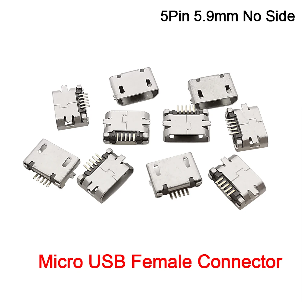 

Гнездовой разъем Micro USB, 5 контактов, 5,9 мм, 10 шт.