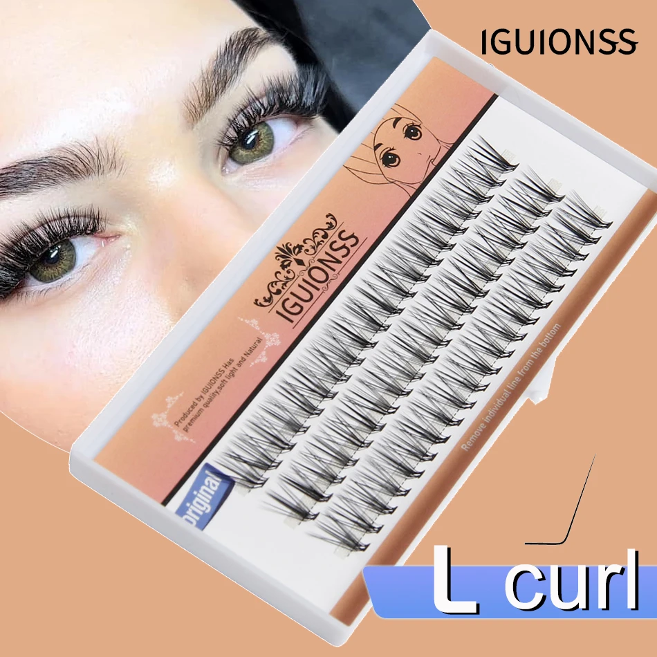 

IGUIONSS 20D L Curl Super Cluster Eyelash Extension Natural Mink Eyelash Individual Lashes Makeup Tools Cilias Volume