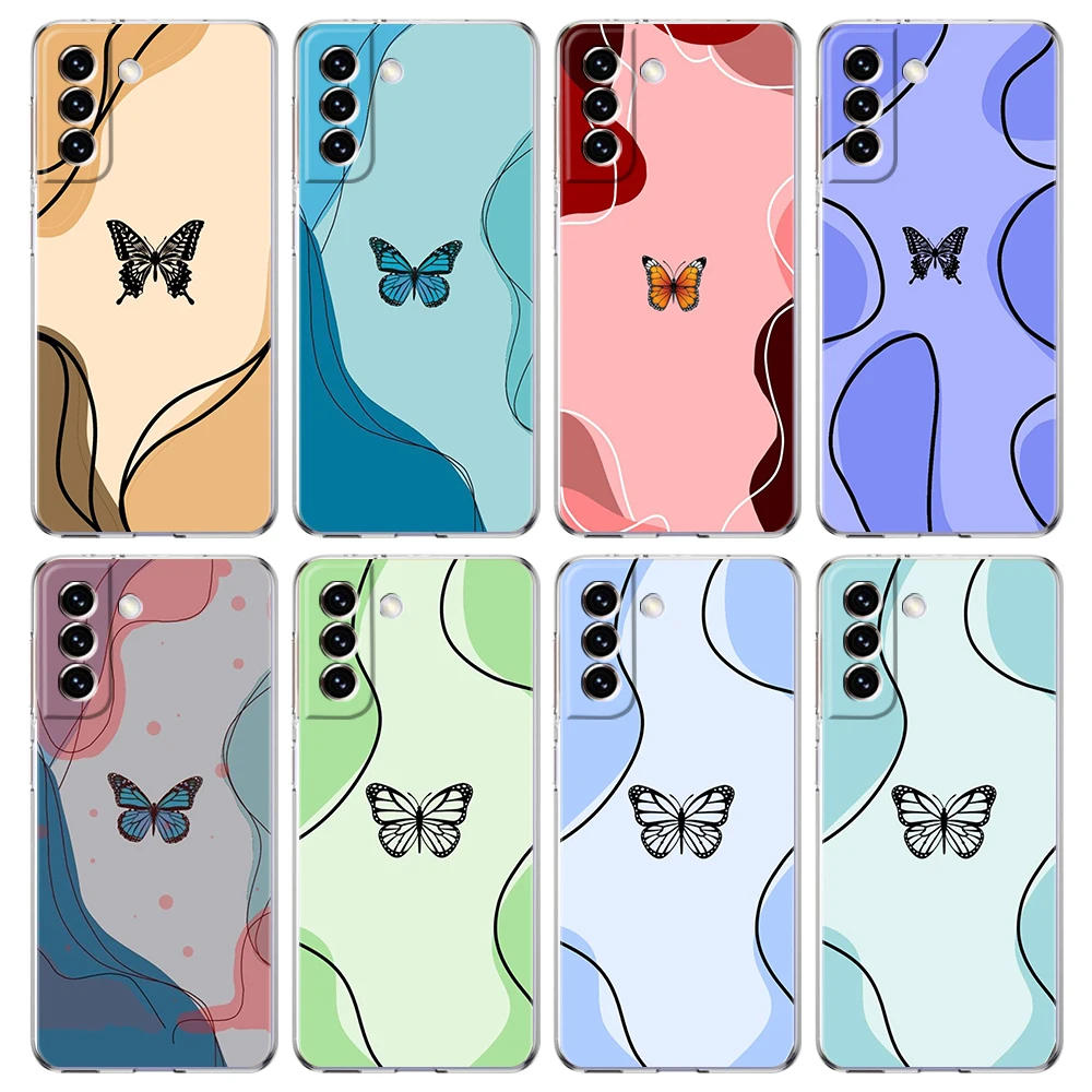 

Gift Butterfly Transparent Cover for Samsung Galaxy S22 S20 S21 FE Note 20 10 Ultra S10 S10E S9 M21 M22 M31 Lite Plus Case Bag