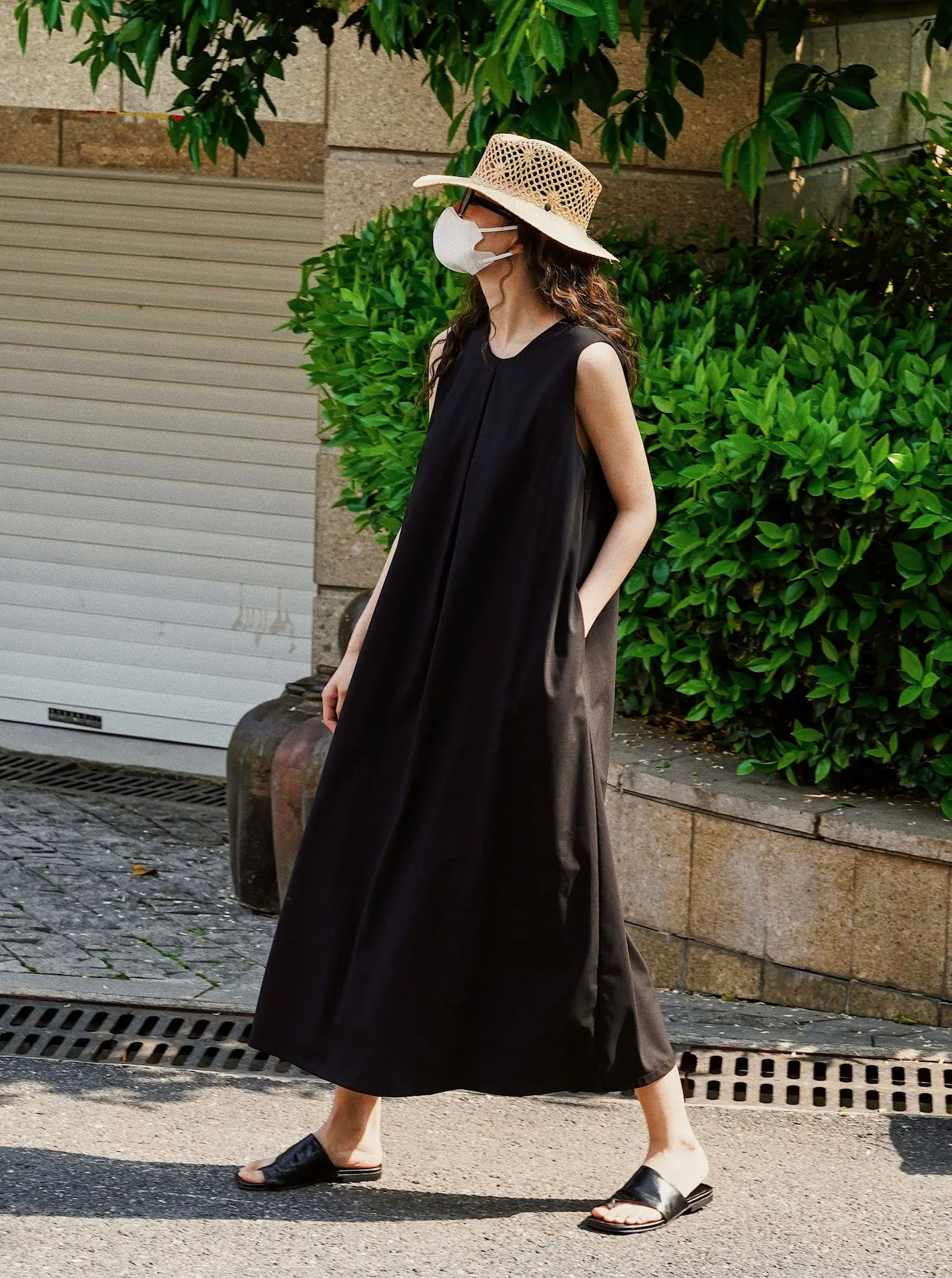 

Spring/Summer Women's Casual Solid Round Neck Sleeveless Loose fitting Dress