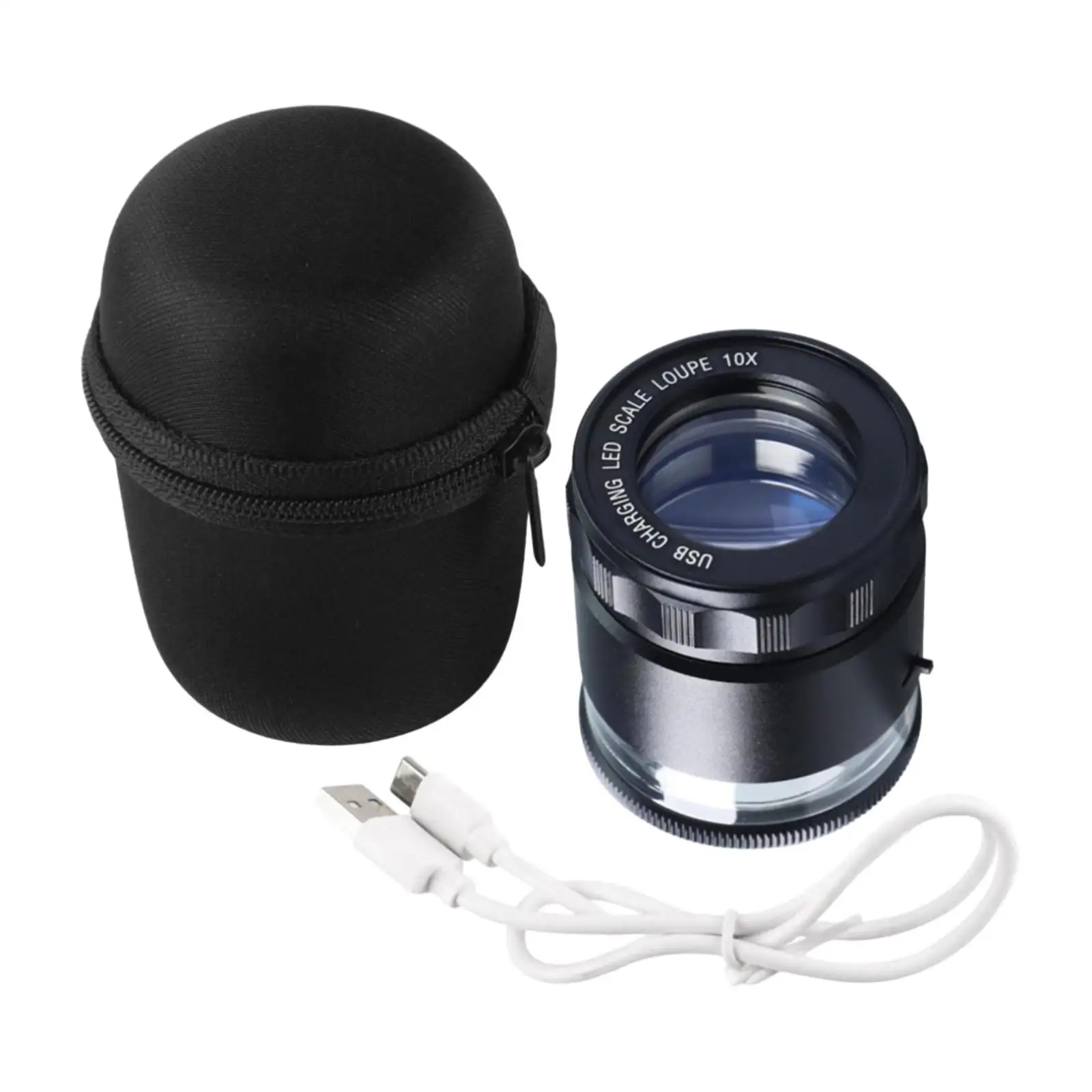 Ювелирное увеличительное стекло 10x с подсветкой и сетчатой шкалой портативное