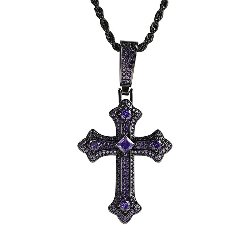 

Retro Cross Iced Out Pendant Necklaces For Men Women Zircon Bling Necklace Jewelry Free Shipping