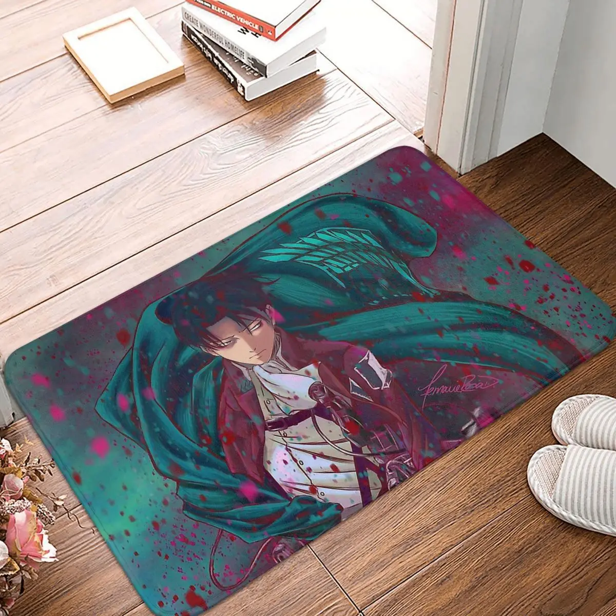

Attack On Titan Eren Jager Mikasa Ackerman Armin Arlert Bedroom Mat Fanart Levi Doormat Flannel Carpet Balcony Home Decoration