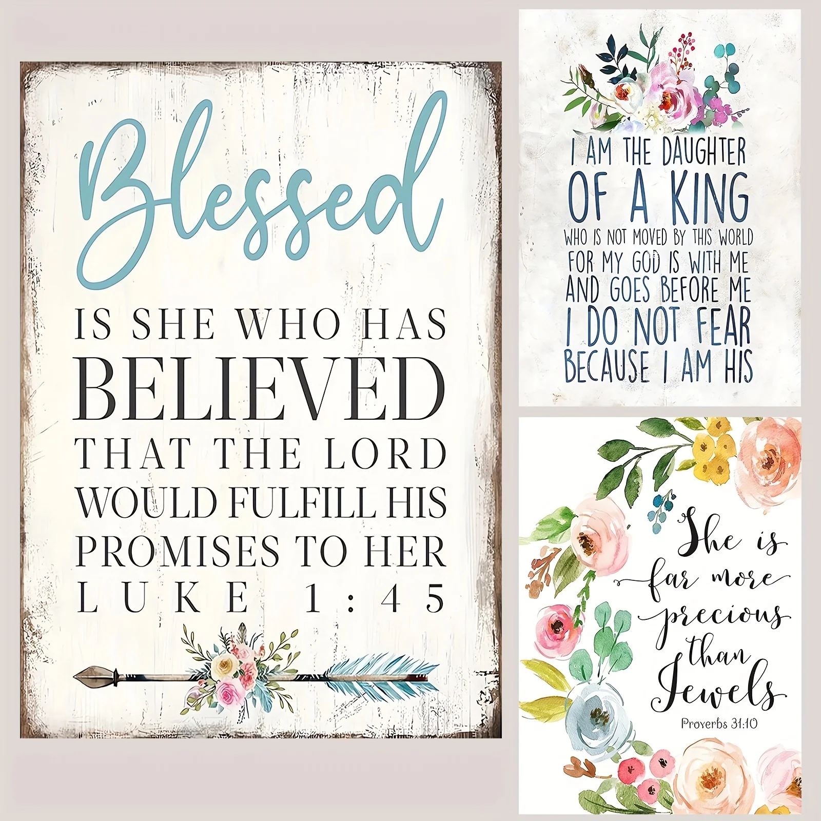 

Religious Wall Decor Canvas Painting, Inspirational Quote, Bible Verse Wall Art Christian Scripture Print Wall Decor For Bedroom