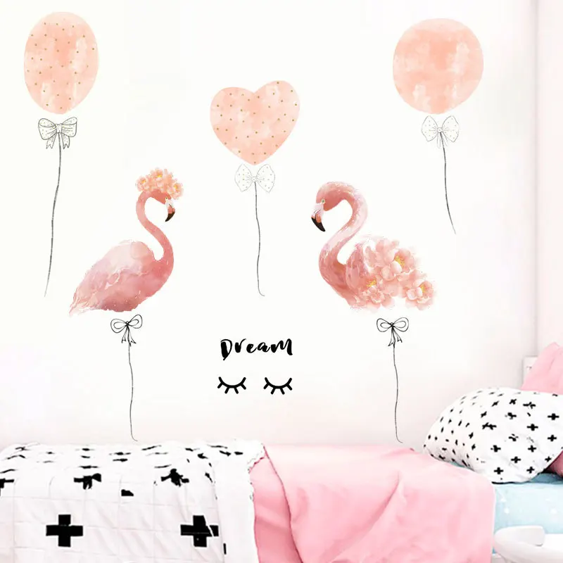 Мультяшные воздушные шары парные розовые фламинго настенные наклейки сделай сам