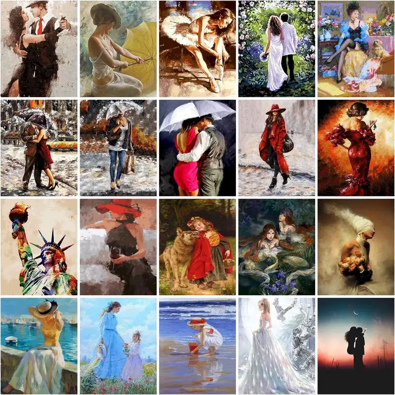 

CHENISTORY 40x50cm Framed Painting By Number Woman Figure Drawing On Canvas Acrylic Paints Wall Art Kits Home Decor