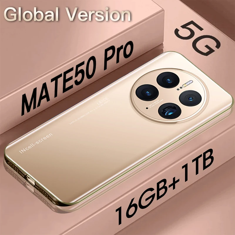 

Разблокированный смартфон Mate50 pro 5G, 7,3 дюйма, 16 ГБ + 1 ТБ, телефон со сканером отпечатка пальца, HD-камера, Android 13, смартфон