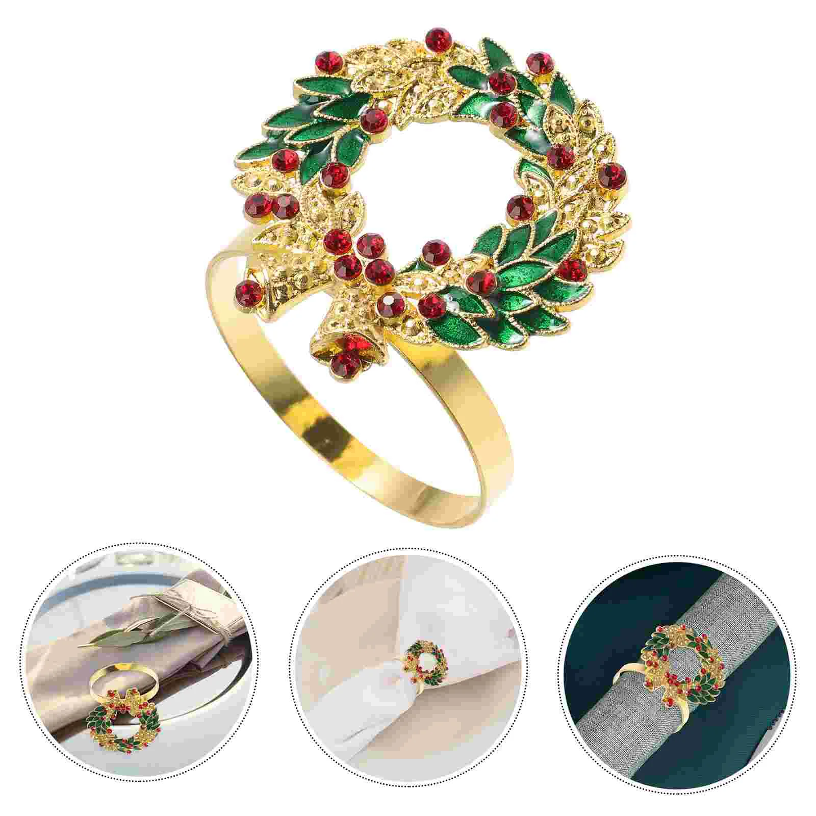 

Napkin Rings Christmas Holiday Serviette Rhinestone Holder Bling Wedding Party Decor Holders Clasps Buckle Kitchen Decorations