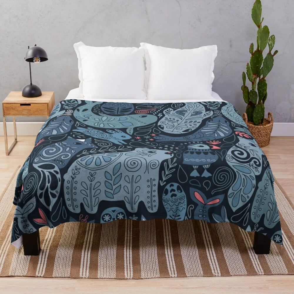 

Designer Throw Faux Fur Blanket Ultra-Soft Weed Blanket Arctic Animals. Narwhal, Polar Bear, Whale Throw Blankets