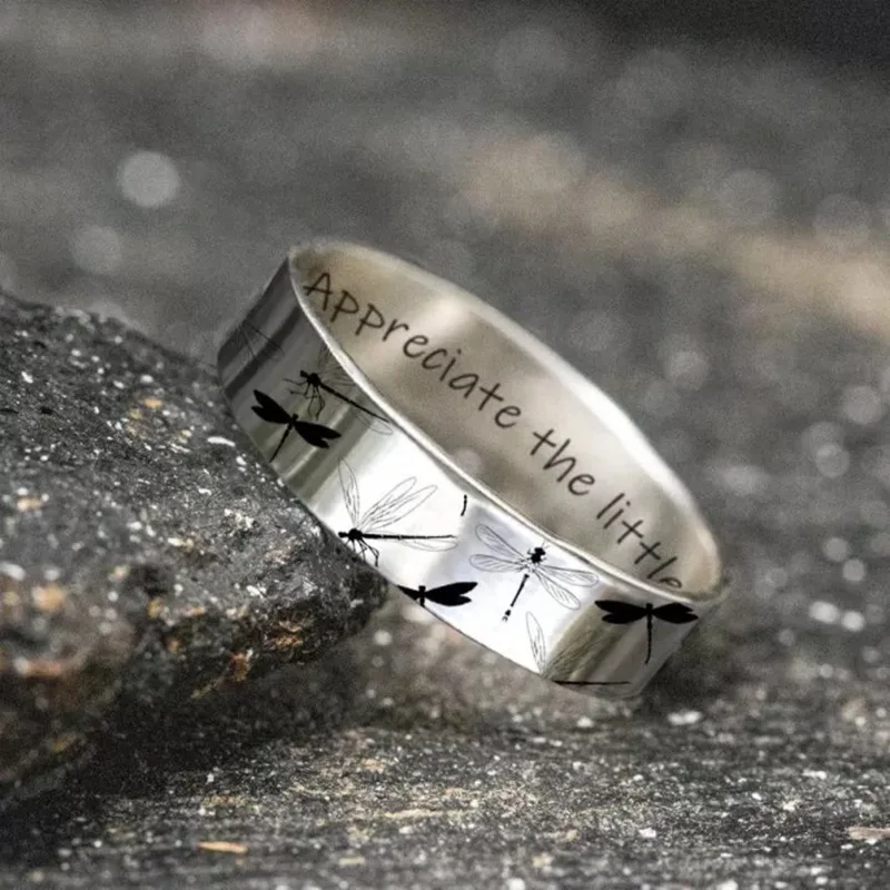 

Vintage Dragonfly Ring for Women Girls Simple Round Geometric Animal Finger Ring Jewelry Accessories Gift Wholesale 2022 New