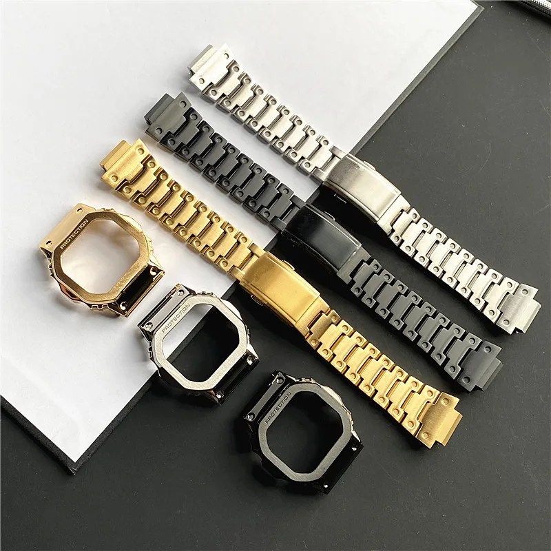 

High Quality 316L Stainless Steel Watch Case Strap Bracelet For Casio G shok DW5600BB Watch Modification Replacement Accessories