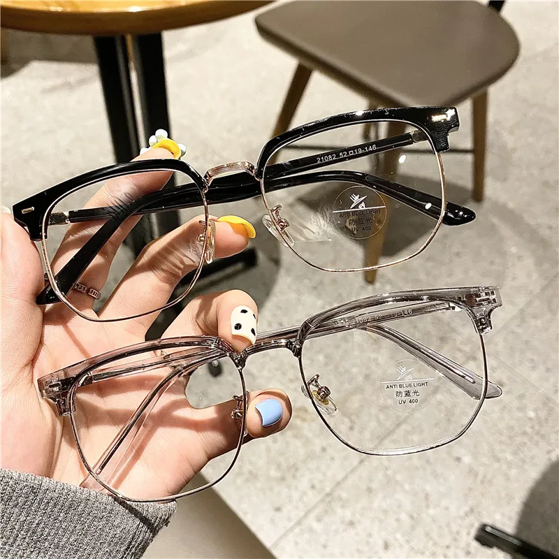 

Finished Myopia Glasses Half-frame Business Men's Myopic Eyeglasses With Diopter 0 To -4.0 Ladies Nearsighted Spectacles Eyewear