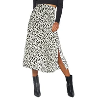 2022 sexy leopard print chiffon split skirt casual zipper high waist midi skirts for women spring summer zip elegant female skir