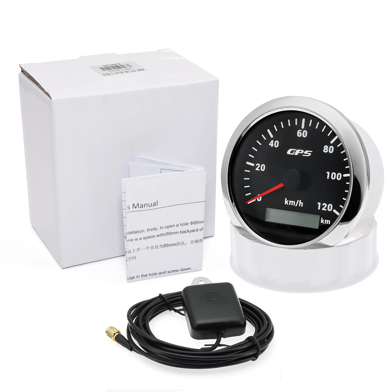 

60/120/200 км/ч 85 мм GPS-спидометр, 7 цветов света с GPS-антенной, водонепроницаемый измеритель скорости для мотоцикла, лодки, автомобиля, грузовика