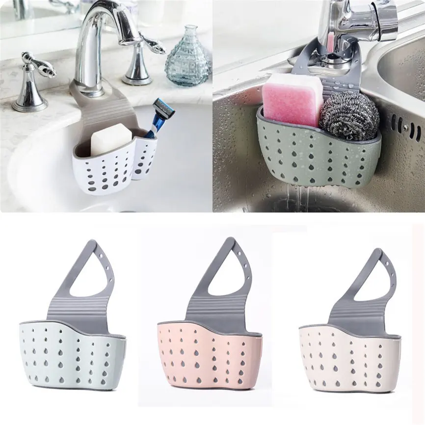 

1Pcs Kitchen Accessories Utensils Organizer Adjustable Snap Sink Soap Sponge Holder Kitchen Hanging Drain Basket Kitchen Gadgets