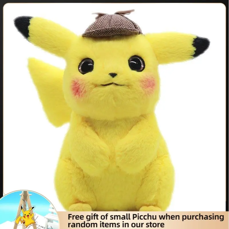 

Pokemon Great Detective Pikachu Plush Action Figure Game Movie Version of The Same Peripheral Toy Gift Cute Doll Children's Gift