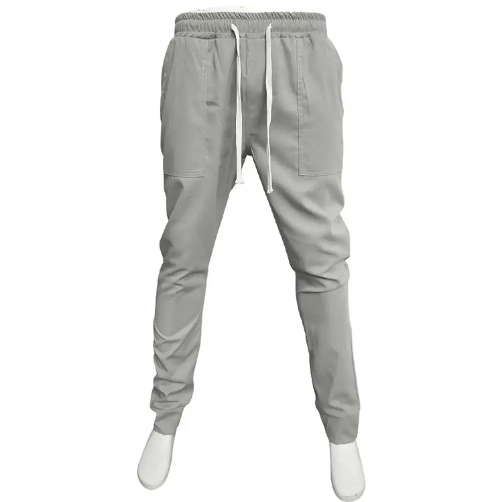 

Men Pants Soft Casual Men's Pants with Elastic Waist Drawstring Ankle-banded Pockets Ideal for Commute Outdoor Activities Solid