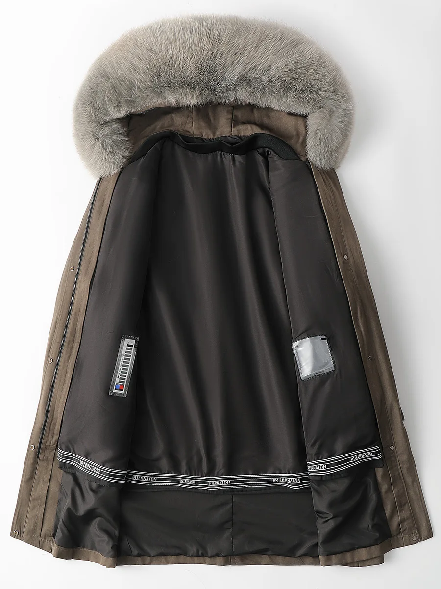 Parker Fox Fur Collar 2022 New Detachable Rabbit Fur Liner Fashion Hooded Winter Long Fur Coat for Women