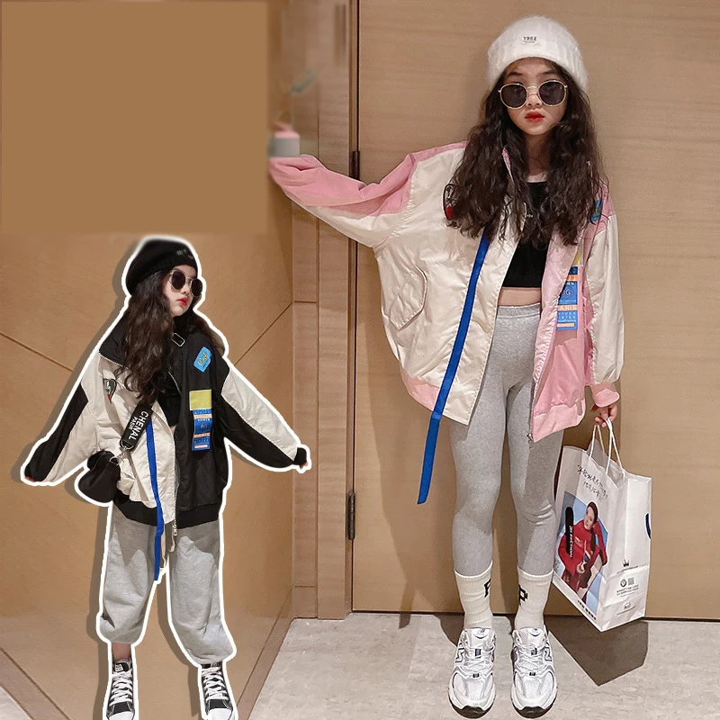 

Модные куртки для девочек для детей 8-10 лет; Новинка 2022 года; Уличная одежда; Верхняя одежда для девочек-подростков в стиле хип-хоп