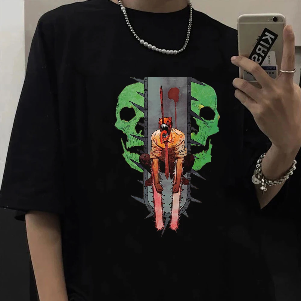 

2023 Prints Anime Chainsaw Man T-Shirt Women Men T-Shirts Short Sleeves Cotton Streetwear Boy girls Tops Tee Fashion D