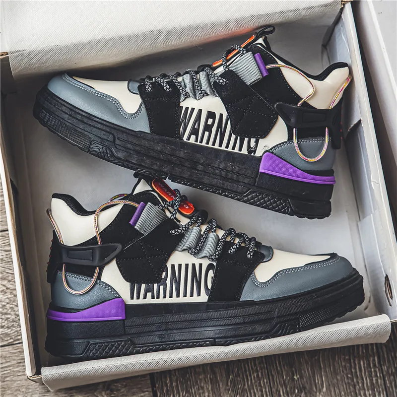 

Fashion Letter Printed Men's High Sneakers Comfortable Platform Shoes Trianers Men Lace-up Flat Casual Sneakers Baskets Hommes