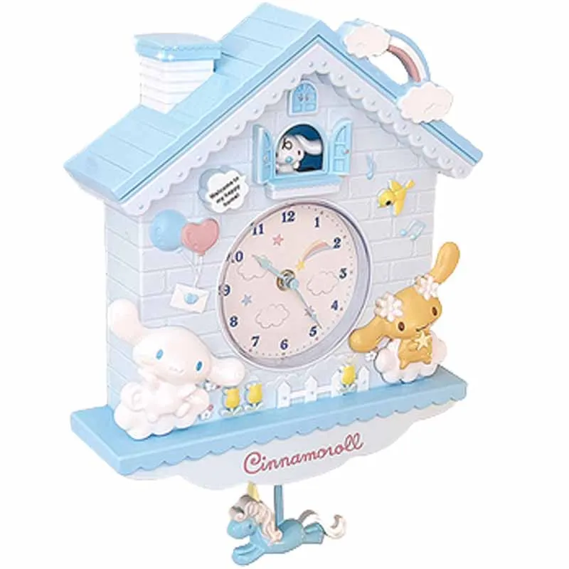 Sanrios Cinnamoroll My Melody Hellokittys Kuromi Pompom Purins Anime Kawaii Lovely Dream House Bedroom Decoration Wall Clock