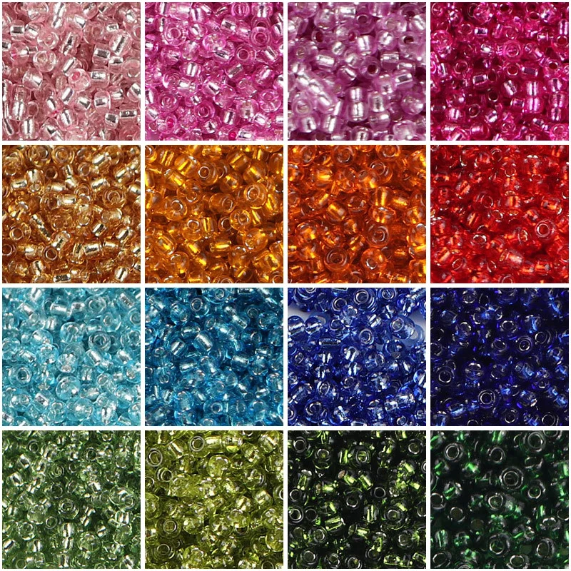 

Multi Size 2mm 3mm 4mm Czech Silver Color Lined Glass Seed Beads 12/0 8/0 6/0 Round Spacer Garments DIY Bead 35 Colors 450g