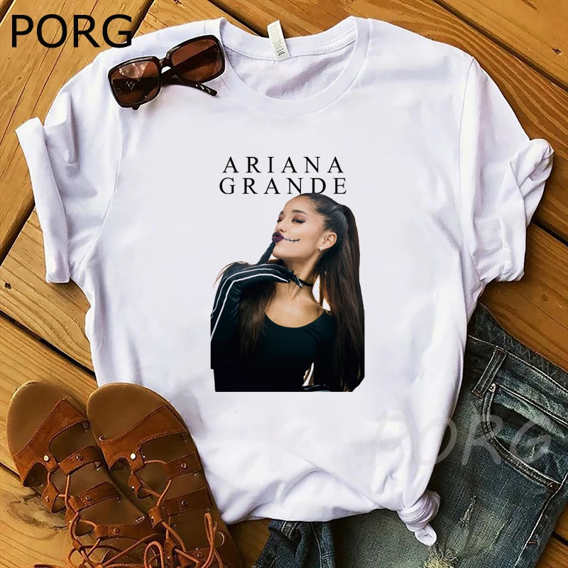Футболка Ariana Grande женская с круглым вырезом и принтом Готическая уличная одежда в