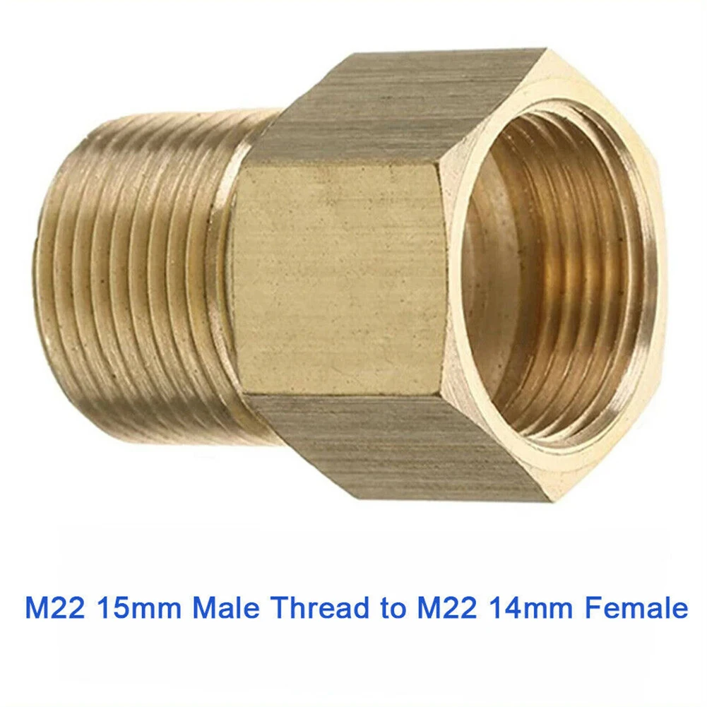 

1pc M22 15mm Male To M22 14mm Female Metric Adapter Pressure Washer 4500 PSI Brass Pressure Washer Adapter Quick Fitting