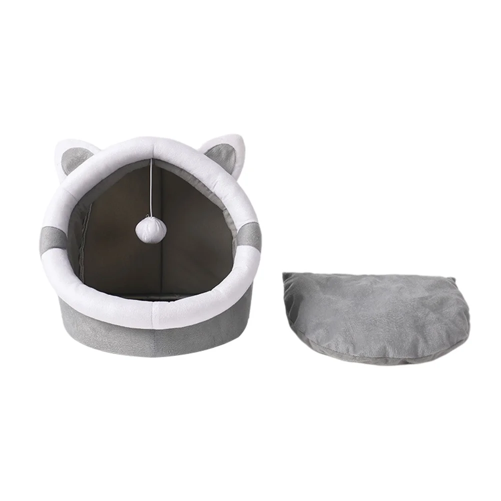 

Cat Bed Cave Winter Housedog Small Kitten Enclosed Semi Pet Bedding Warm Cushion Condo Cuddler Animal Comfortable Cozy