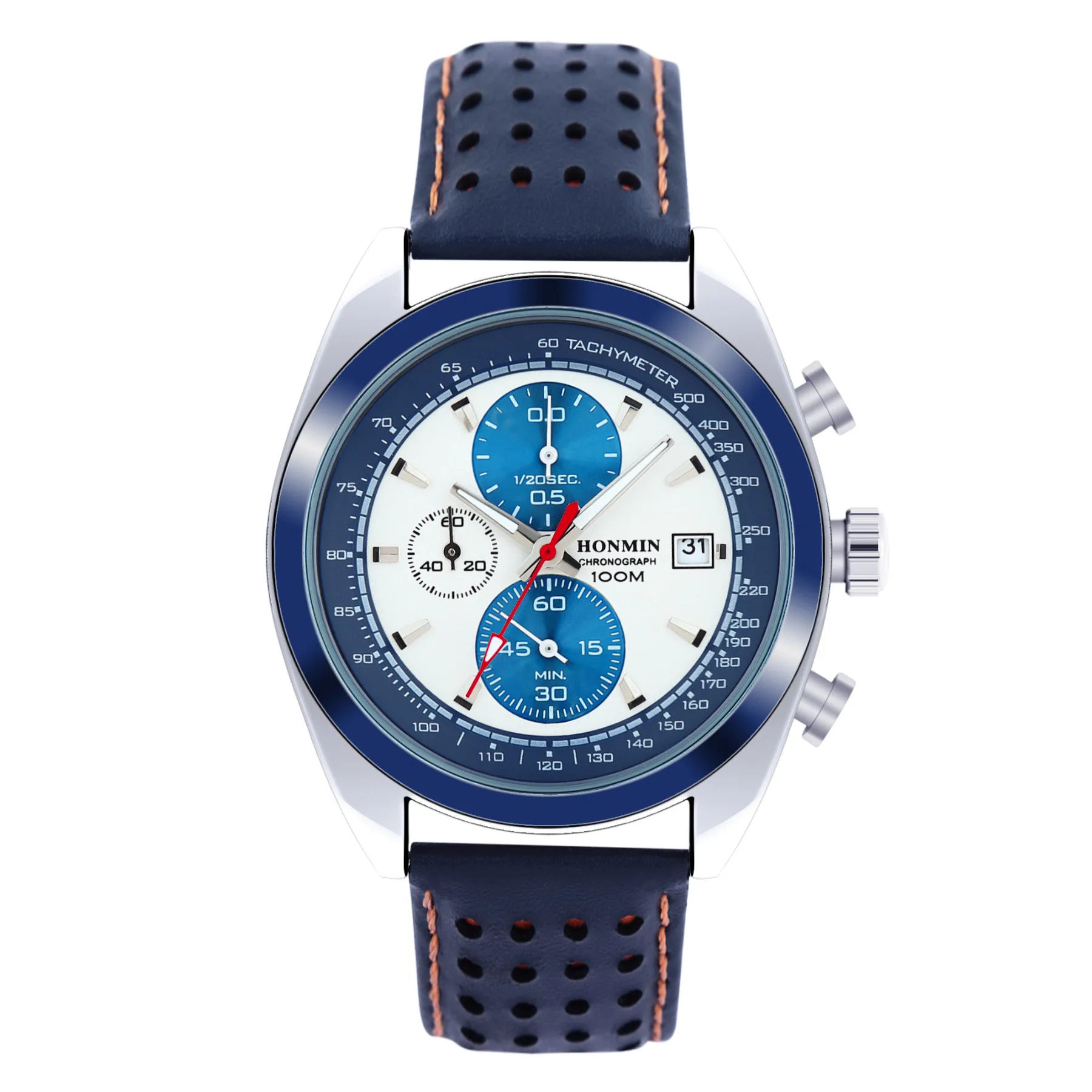 

New honmin genuine multifunctional waterproof watch men's watch Six needle timing retro business watch luxury watch