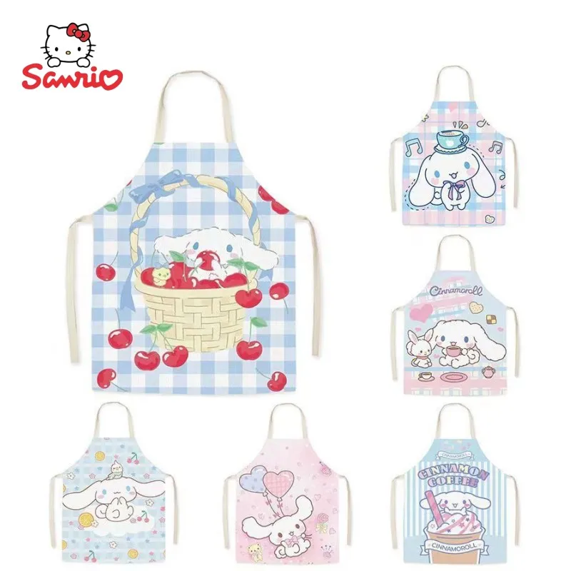 

Милый мультяшный фартук Sanrio из аниме с изображением корицы, для взрослых, с защитой от жира и загрязнений, Детский фартук для студийной керамики