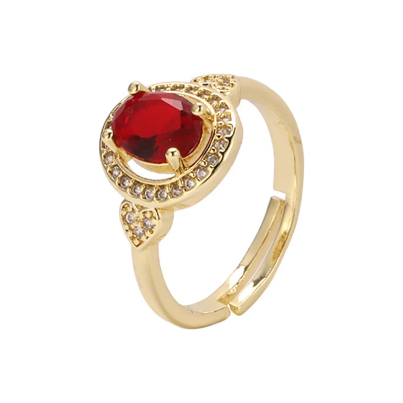

Gold Color Hip Hop Ring for Women Fashion Inlaid Zircon Red Stones Wedding Rings Set Party Bridal Engagement Jewelry