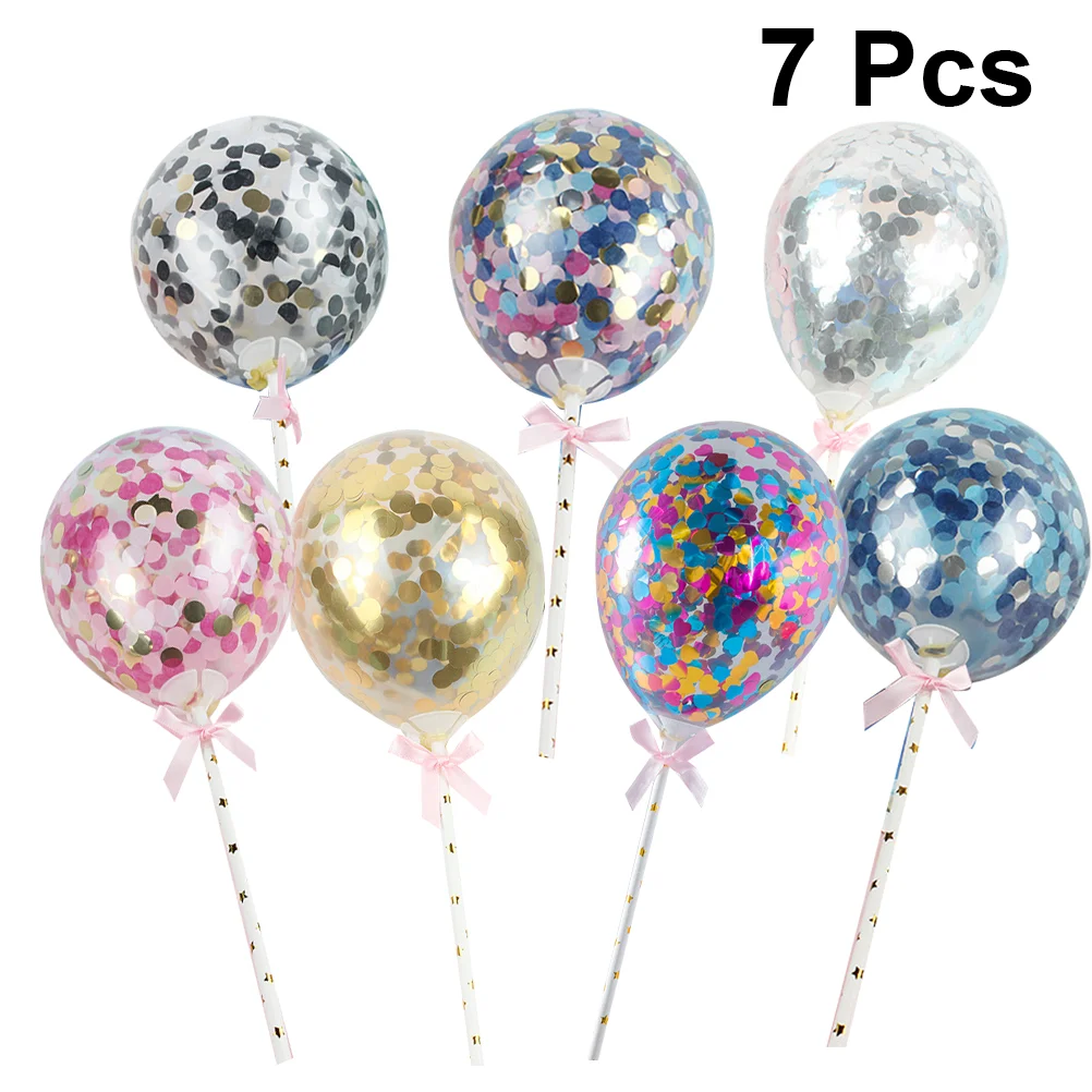 

Topper Balloon Dessert Baby Shower Cupcake Balloons Sequin Valentines Birthday Day Party Toppers Cake Inserts Decoration Dinner