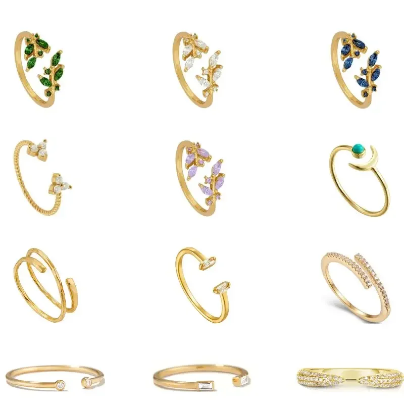 24-каратное позолоченное серебро INS регулируемые кольца для женщин изысканные