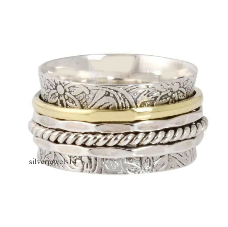 

ANGLANG Luxury Women&men Fashion Ring Handmade Extra Wide Meditation Statement Ring Fine Jewelry Wedding Party Band Ring