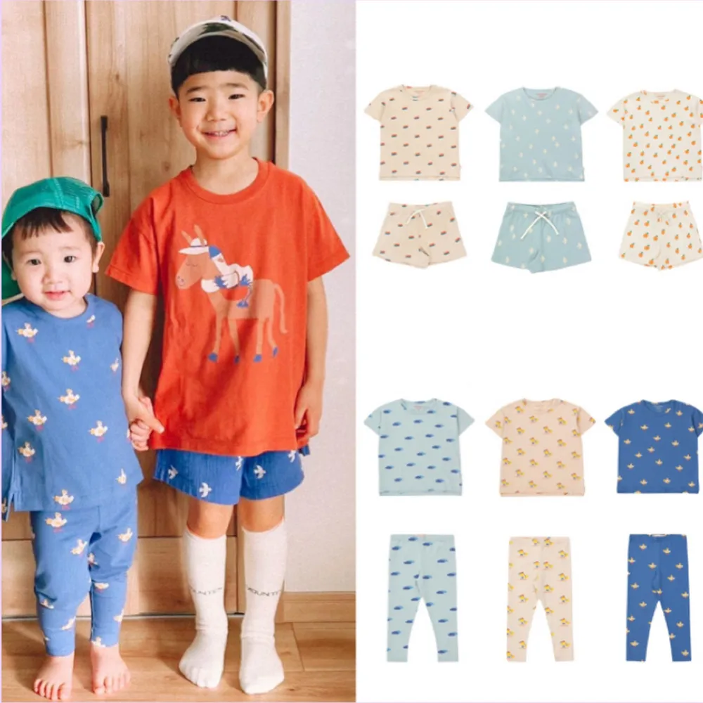 

2022 TC Spring and Summer New Children's Short-sleeved T-shirt Home Service Suit Top