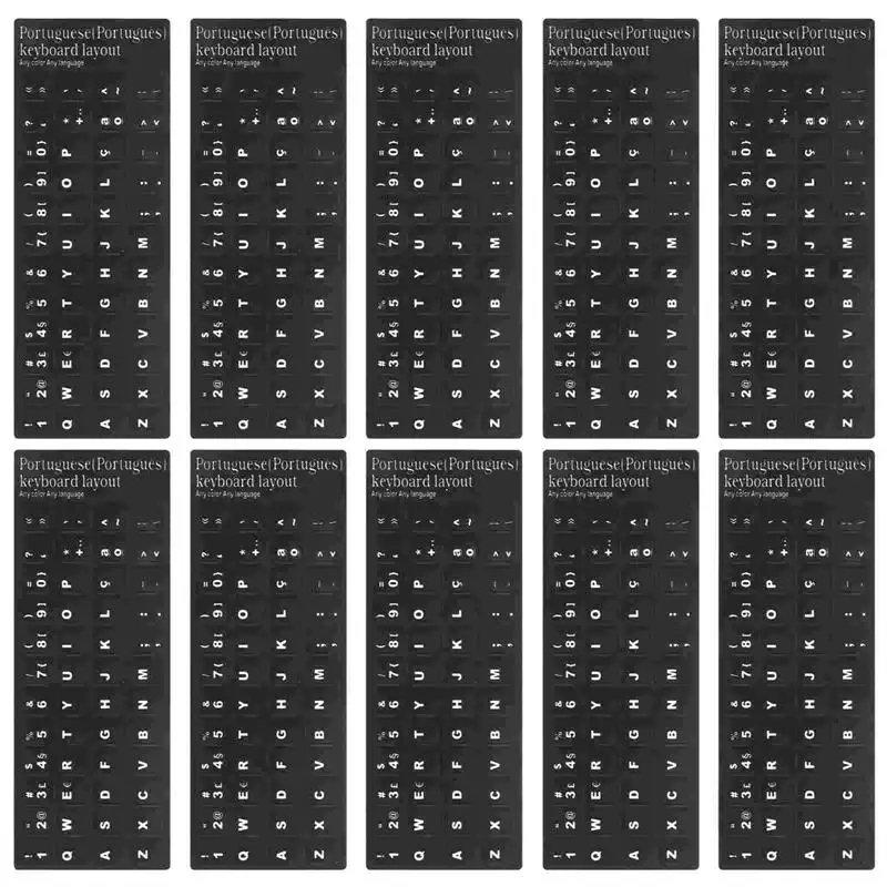 

10pcs Keyboard Stickers Black Background with White Lettering Keyboard Skin