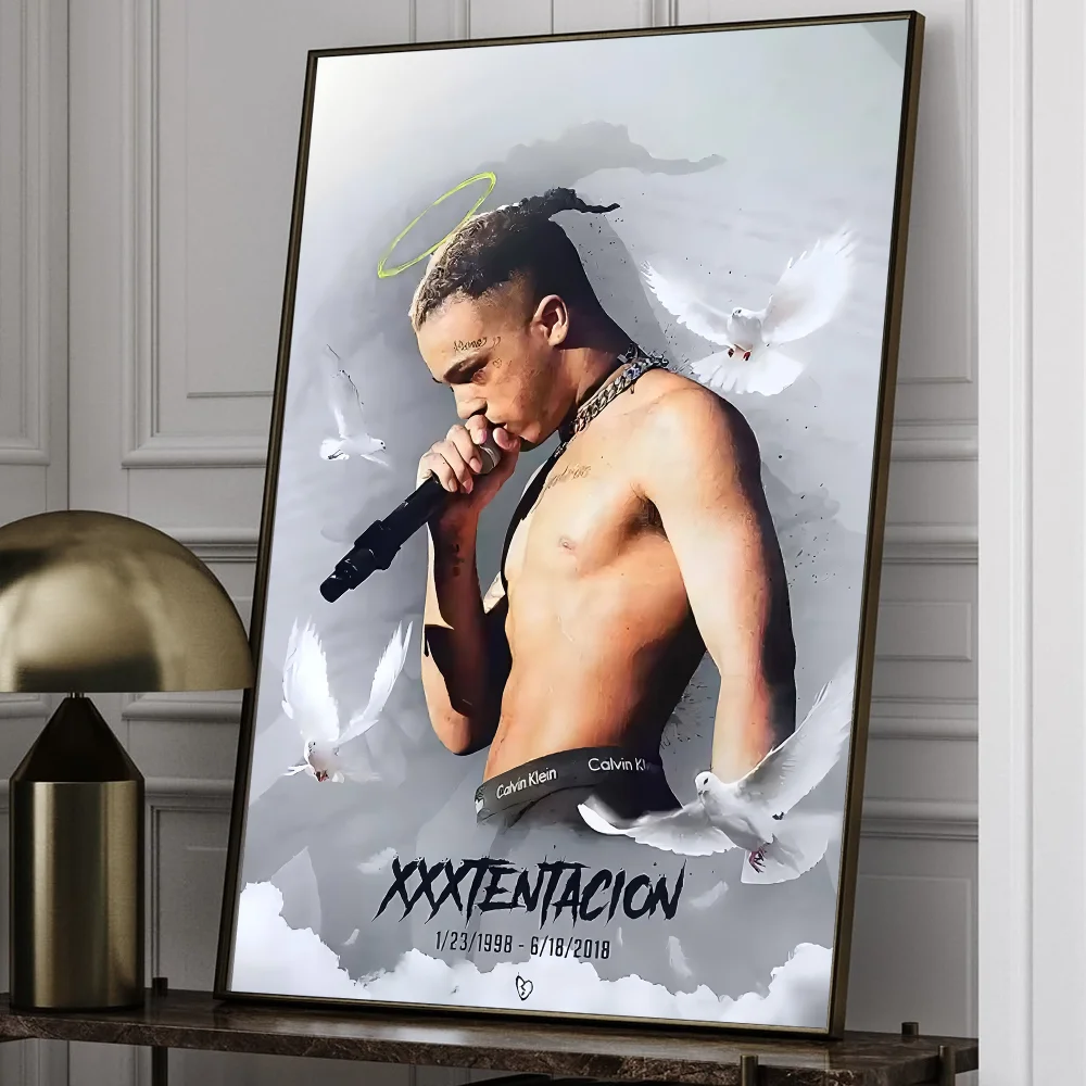 X-XXXTENTACION Hot Rapper Anime Posters Sticky Decoracion Painting Wall Art White Kraft Paper Decor