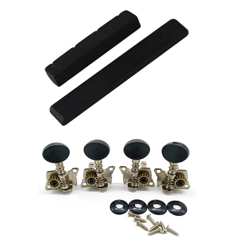 

1 пара 4-струнных гаек и седла для гитары укулеле с 4 металлическими открытыми колпачками для тюнинга укулеле тюнеры с круглой крышкой