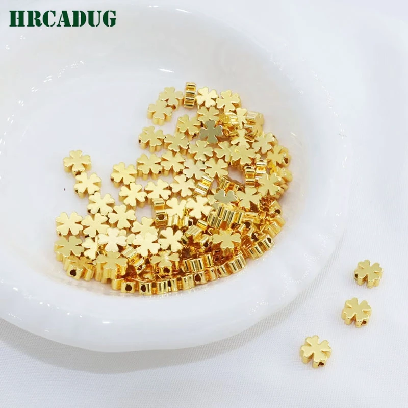 Wholesale Bracelet Bead 18K Gold Plated Round Flower Spacer Beads For Separation Handmade DIY Jewelry Accessories Copper Beads