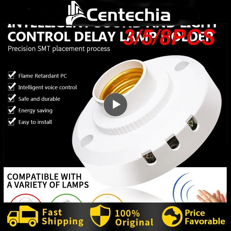 

3/5/8PCS Intelligent Lampholder Fine Workmanship E27 Lampholder Save Energy Durable Sound Sensor Lampholder Sound Sensor 60w