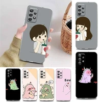 cute couple cartoon clear phone case for samsung a71 a72 a73 a01 a11 a12 a13 a22 a23 a31 a32 a41 a51 a52 a53 4g 5g tpu case